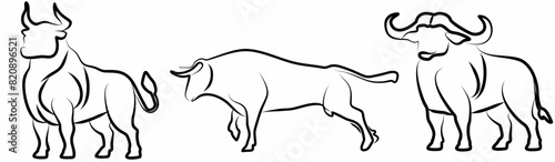 collection of bull logo vector design silhouette illustrations