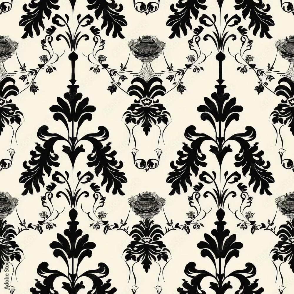 Elegant Black and White Damask Pattern Elegant Black and White Damask Pattern