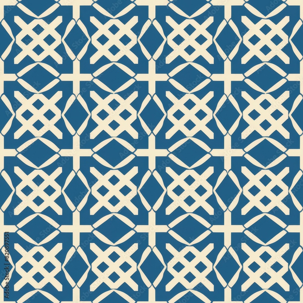 Geometric Blue and White Pattern