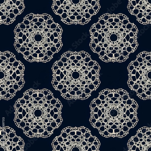 Intricate Crochet Lace Pattern on Dark Background