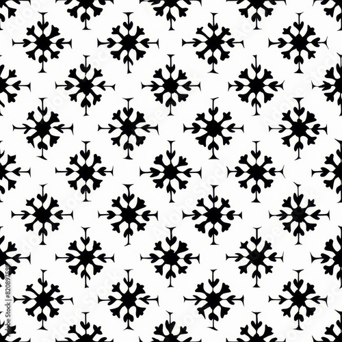 Abstract Black and White Floral Pattern