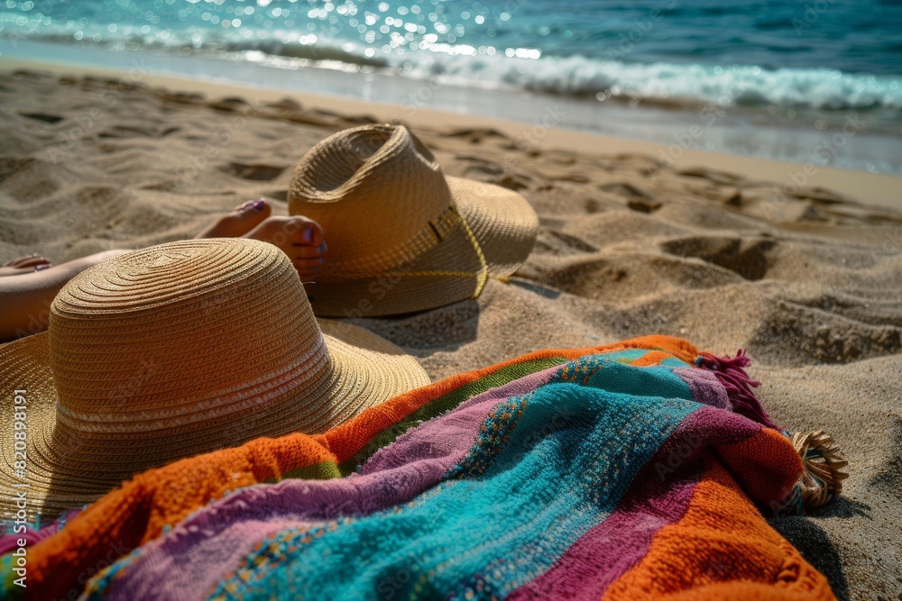 Set of summer travel flyers with beach items and wave. Top view. Vector illustration - Vector - Vector. Beautiful simple AI generated image in 4K, unique. Set of summer travel flyers with beach items and wave. Top view. Vector illustration - Vector - Vector. Beautiful simple AI generated image in 4K, unique.