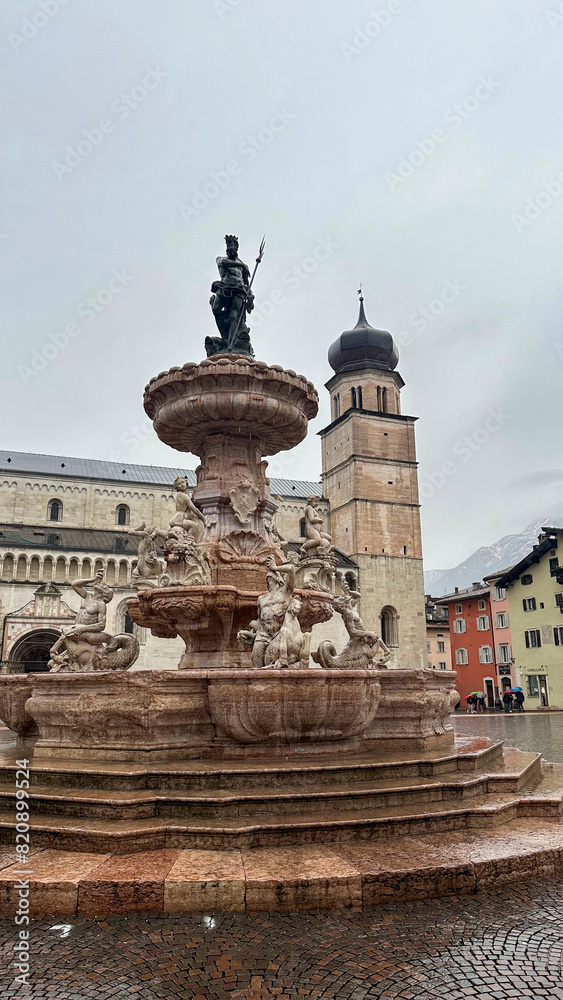 Obraz premium Details of the church and castle in the city center of Trento Italy