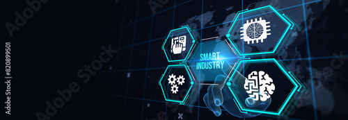 Smart industry 4.0 manufacturing technology concept. 3d illustration