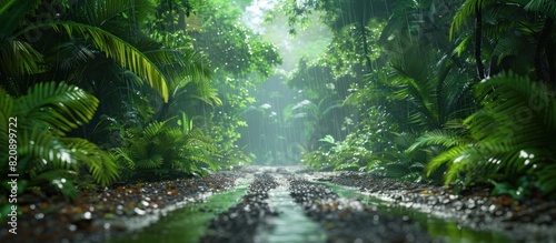 Rainforest Pathway After Rainfall A Tropical Sanctuarys Tranquil Rebirth
