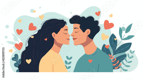 Man and woman looking to each other feeling love vector