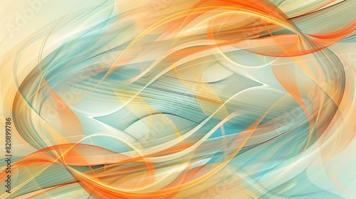 Colorful abstract waves in shades of orange  teal  and beige.