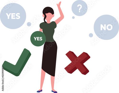 The girl is choosing yes.