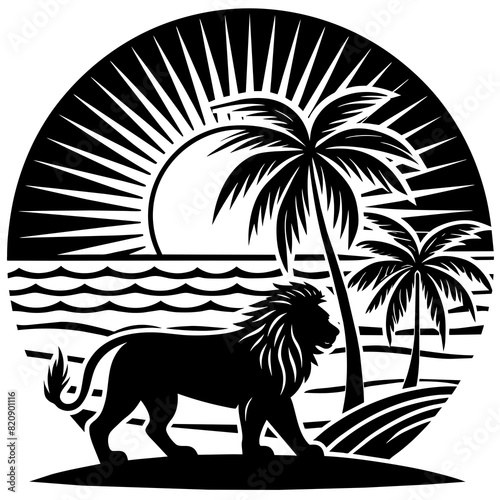 lion on the beach