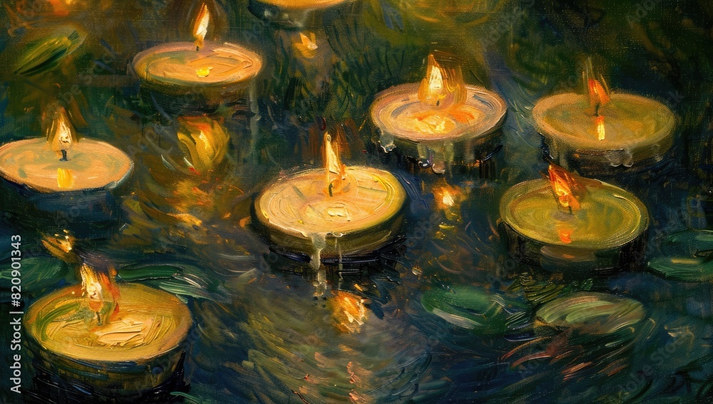 The gentle flicker of candlelight brings a serene ambiance to the room, enveloping it in a tranquil glow. The gentle flicker of candlelight brings a serene ambiance to the room, enveloping it in a tranquil glow.
