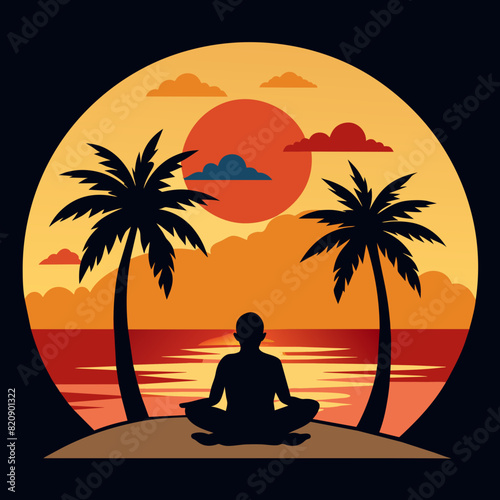 silhouette of a person on the beach yoga