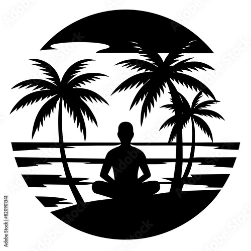 silhouette of a person on the beach yoga