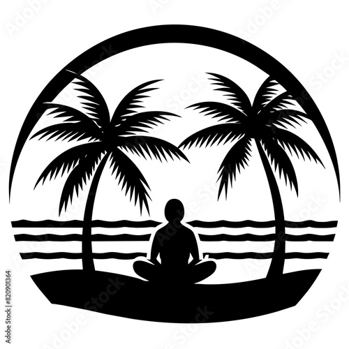 silhouette of a person on the beach yoga