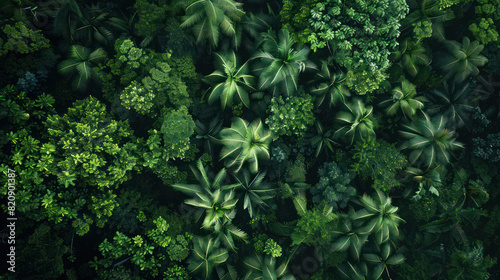 A panoramic view of a dense rainforest canopy from above.