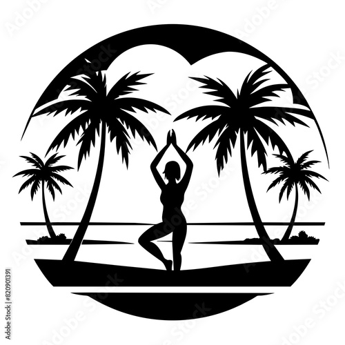 silhouette of a person on the beach yoga