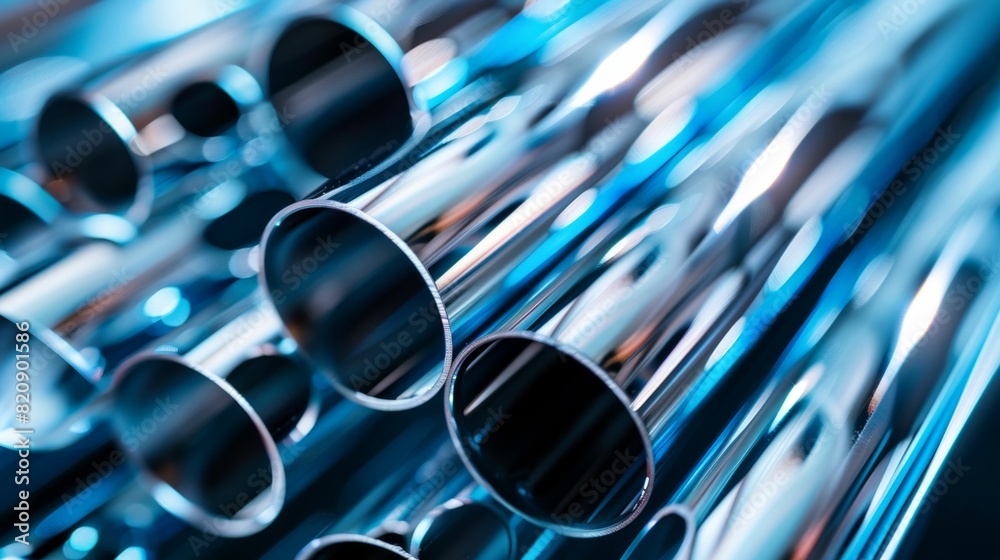 Sleek Reflective Tubes in a Modern Industrial Design. Generative ai. Sleek Reflective Tubes in a Modern Industrial Design. Generative ai.