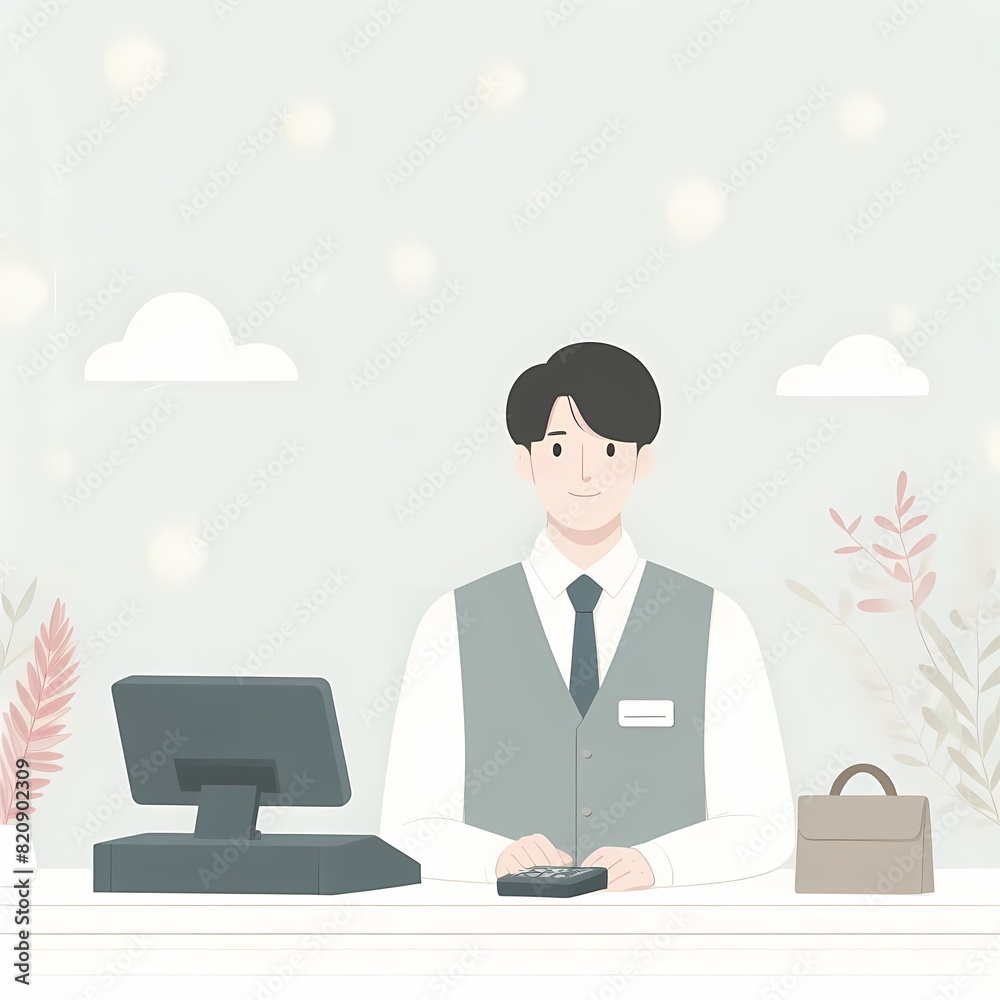 Friendly Cashier Illustration: Celebrating Customer Service and Efficiency Friendly Cashier Illustration: Celebrating Customer Service and Efficiency