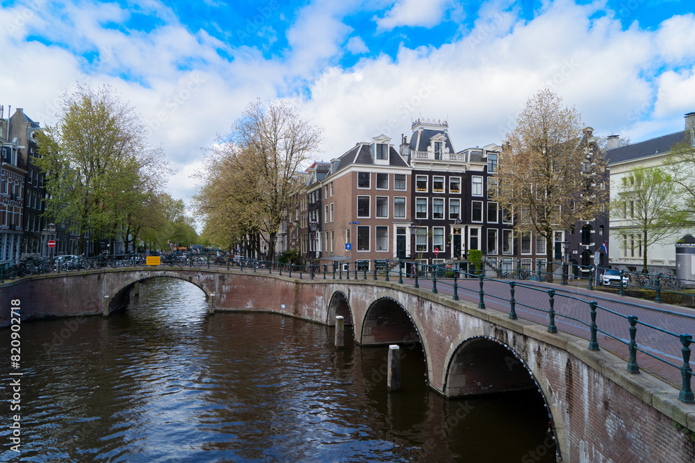 Naklejka premium embanlment of canal ring, Amsterdam