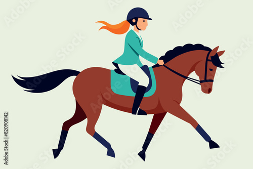 horseback riding. A girl learning to ride.