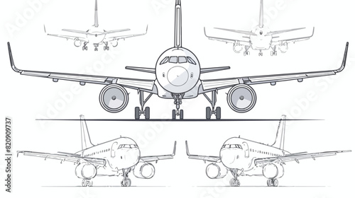 Modern airplane passenger plane airliner or jumbo jet