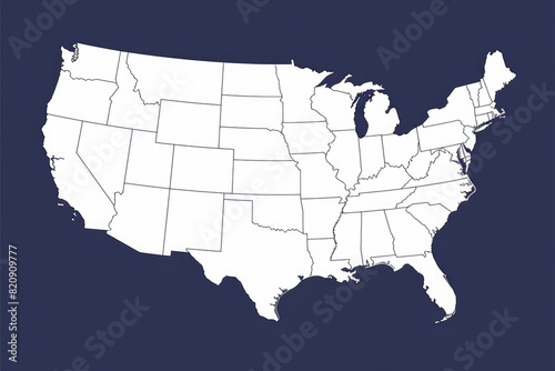 Dark blue background with map of the United States.