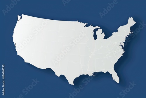 Dark blue background with map of the United States. photo