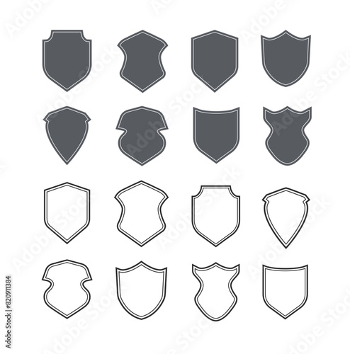 Security shield icon and Protection. Safety and defense concept. armor icon set. Vector illustration