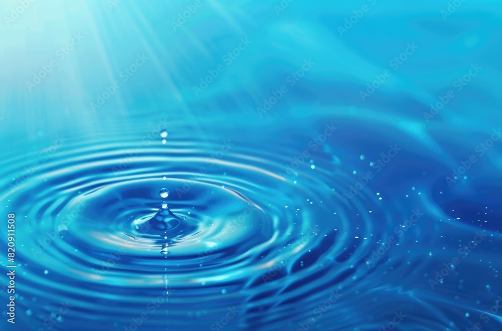 Drop of water suspended in the air about to fall to the surface, with ripples visible below, conveying tranquility, serenity and calm. Drop of water suspended in the air about to fall to the surface, with ripples visible below, conveying tranquility, serenity and calm.