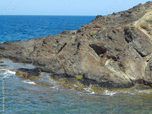 Beautiful scenic view on rocky coastline Mediterranean sea