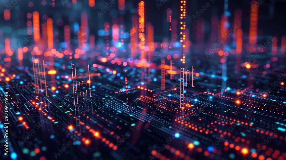 Blockchain technology visual combined with stock market analysis and encryption symbols Blockchain technology visual combined with stock market analysis and encryption symbols