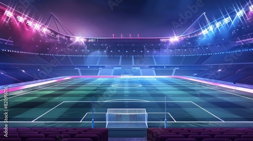 Public Buildings. Football Arena. Sports stadium with lights background