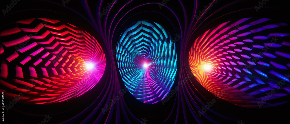 Neon patterns with a vortex-like effect, abstract background. Neon patterns with a vortex-like effect, abstract background.