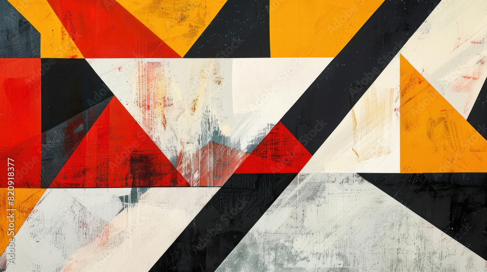 Naklejka premium Step into a world of geometric abstraction, where bold lines and sharp angles converge in a dynamic interplay of form and space --ar 16:9 Job ID: 4f0a99ee-5ac6-4c81-a5c0-b0c26e928d6f