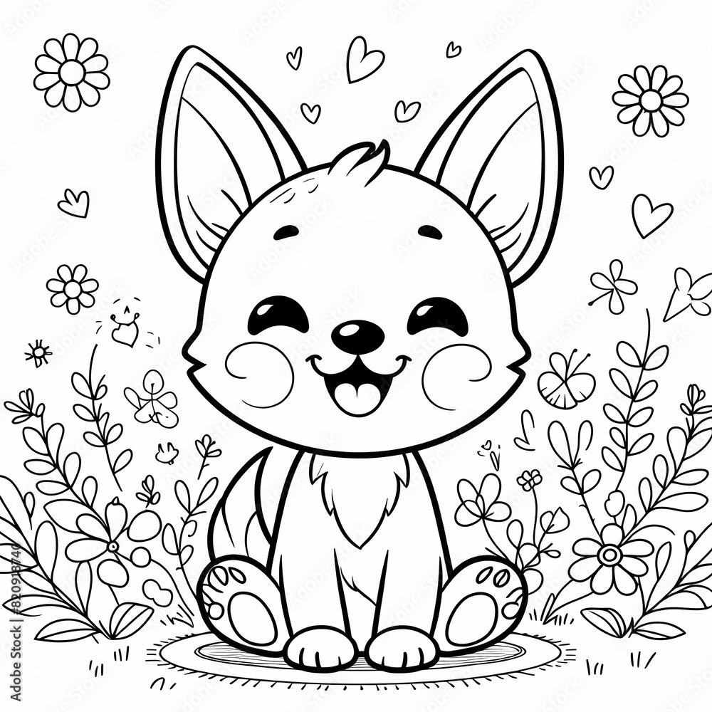Obraz premium Cheerful Pup: Fun Coloring Page for Kids