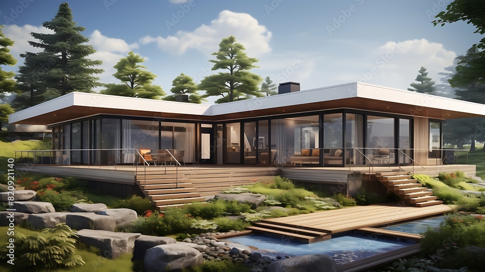Fototapeta premium Timeless Elegance: Portrayal of a Mid-Century House