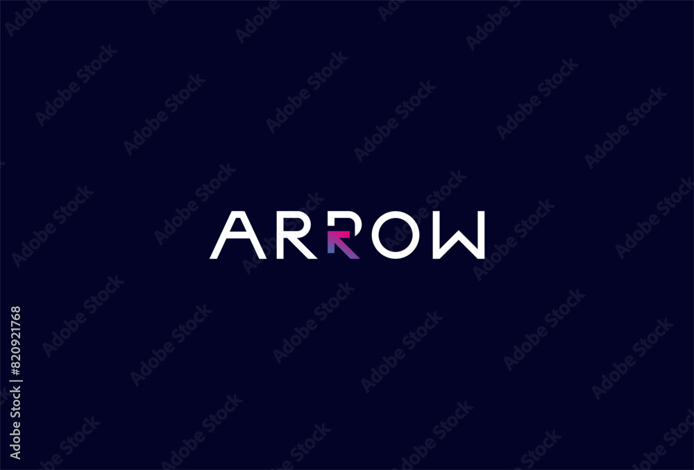 Arrow Logo, letter R as Arrow in text Arrow typography logo, vector illustration Arrow Logo, letter R as Arrow in text Arrow typography logo, vector illustration