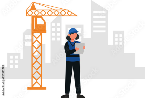 Female worker holding a paper.