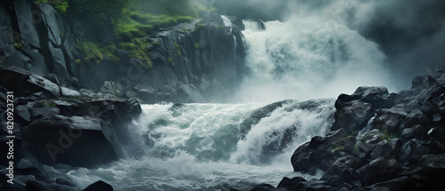 Waterfall in the mountains.