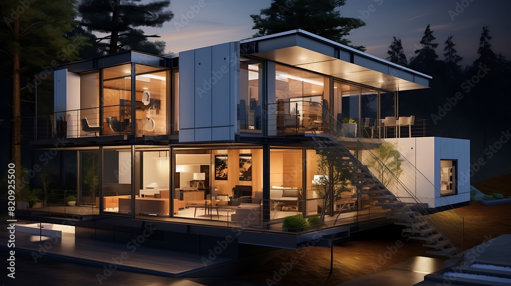 Obraz premium Innovative Design: Portrayal of a Cutting-Edge House
