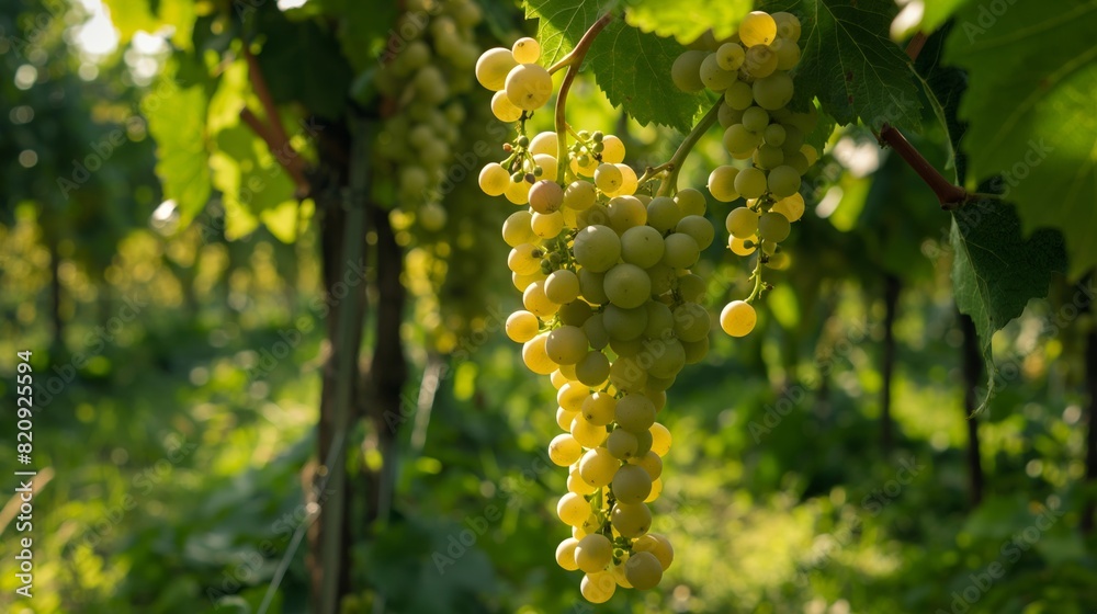 Picturesque Vineyard in Full Bloom with Bountiful Grape Clusters on Verdant Vines Picturesque Vineyard in Full Bloom with Bountiful Grape Clusters on Verdant Vines