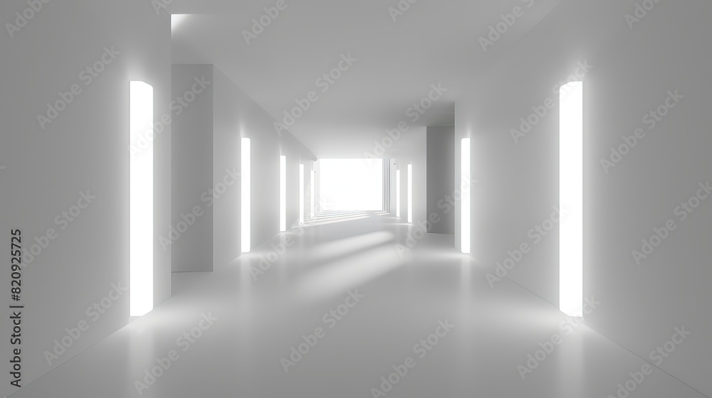 Empty white hallway in 3D design Empty white hallway in 3D design