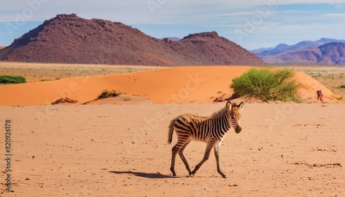 view of a little zebra in the namib desert namibia