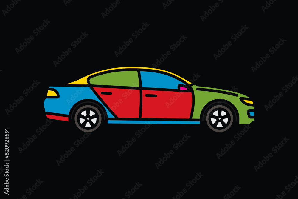 Fototapeta premium Original vector illustration. A passenger car. A contour icon.