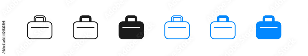 Briefcase, bag and case set icon. Vector