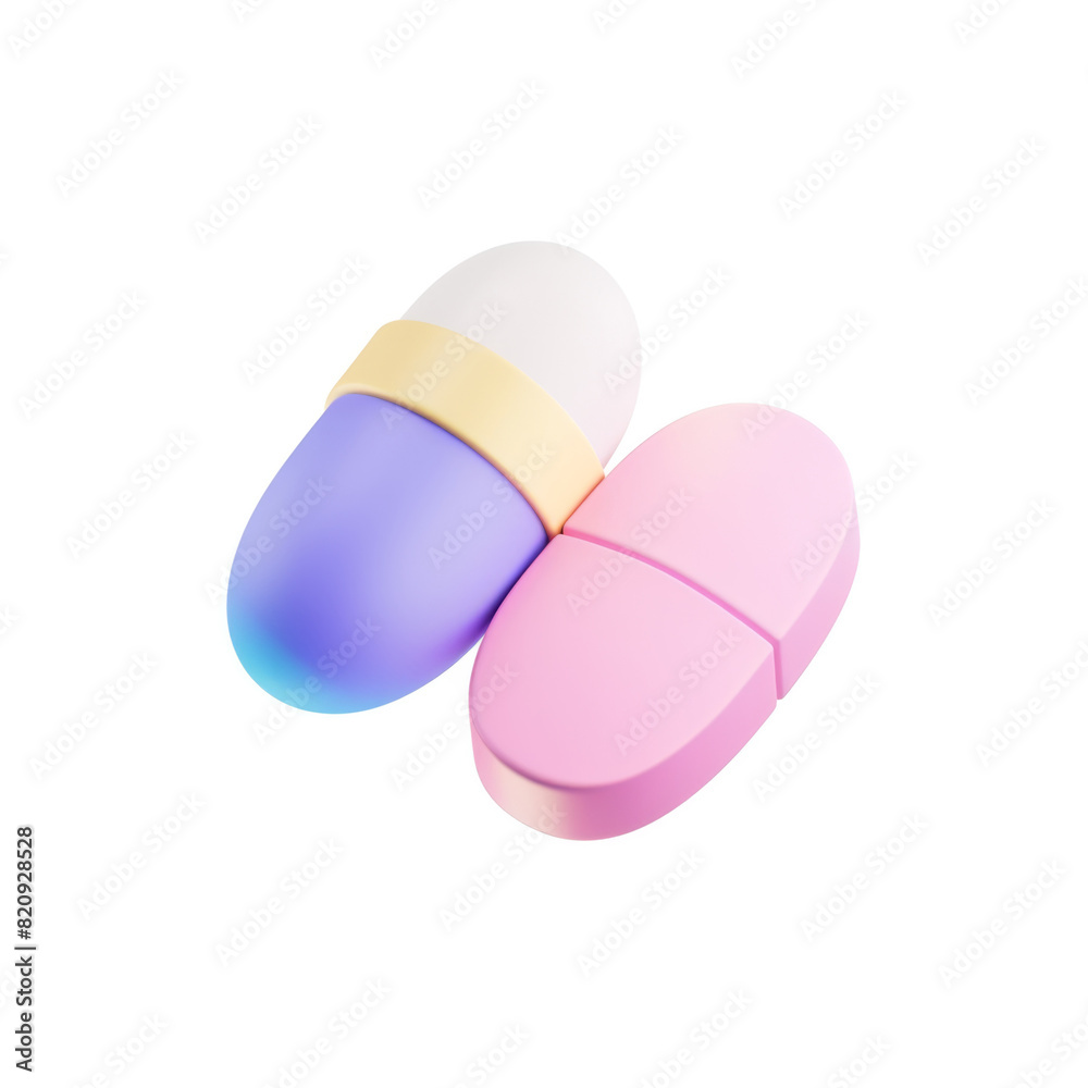 pills icon in 3D style on a white background pills icon in 3D style on a white background