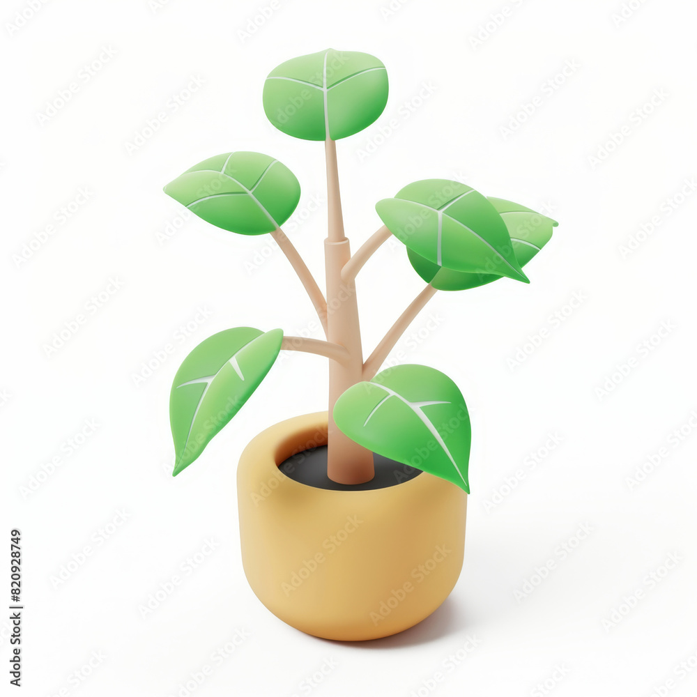 plant in the pot icon in 3D style on a white background plant in the pot icon in 3D style on a white background