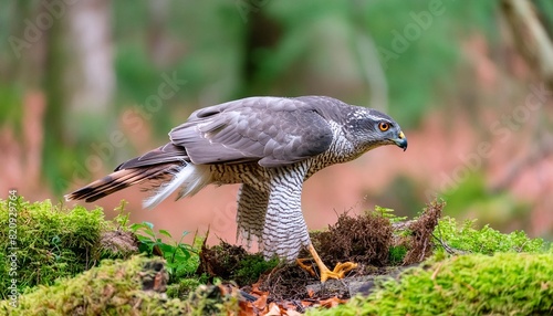 northern goshawk accipiter gentilis searching for food in the forest of noord brabant in the netherlands photo