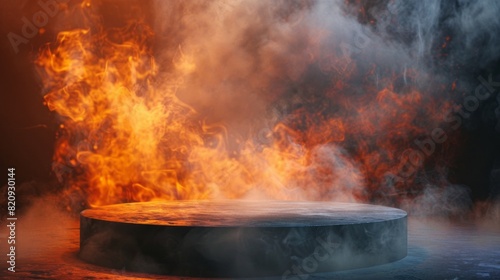 Wallpaper Mural empty podium with FIRE background Torontodigital.ca