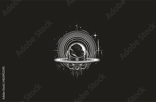 Mask planet logo template vector illustration design