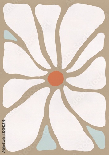vintage flower power wall art, white retro cover design, modern mid century decor, printable poster